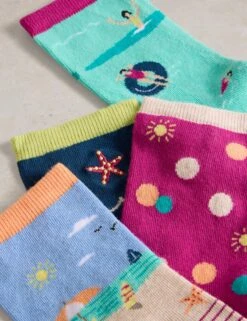 WHITE STUFF 4pk Cotton Rich Seaside Ankle High Socks -Marks And Spencer Shop 4pk Cotton Rich Seaside Ankle High Socks 3