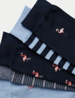 5pk Cool & Fresh™ Flamingo Cotton Rich Socks 6 5pk Cool & Fresh™ Flamingo Cotton Rich Socks -Marks And Spencer Shop 5pk Cool Fresh Flamingo Cotton Rich Socks 1