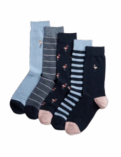 5pk Cool & Fresh™ Flamingo Cotton Rich Socks 7 5pk Cool & Fresh™ Flamingo Cotton Rich Socks -Marks And Spencer Shop 5pk cool and fresh flamingo and striped socks