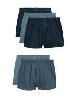 5pk Pure Cotton Foulard Woven Boxers -Marks And Spencer Shop 5pk pure cotton foulard woven boxers