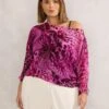 Animal Print Slash Neck Blouse