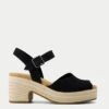 Toms Ankle Strap Block Heel Peep Toe Sandals