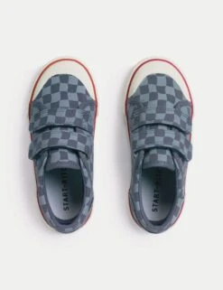 Canvas Checked Riptape Trainers (6 Small - 3 Large) -Marks And Spencer Shop Canvas Checked Riptape Trainers 6 Small 3 Large 1 2