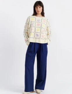 CHINTI & PARKER Cashmere Rich Embroidered Crew Neck Jumper