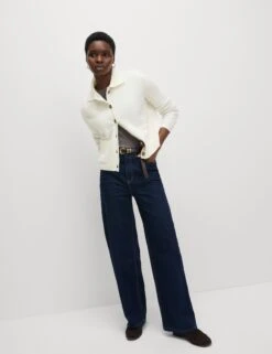 Collared Neck Relaxed Fit Knitted Jacket -Marks And Spencer Shop Collared Neck Relaxed Fit Knitted Jacket 2