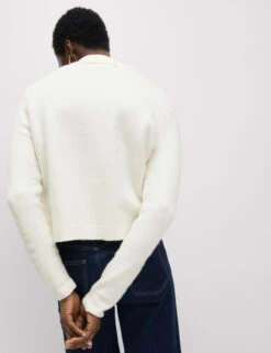 Collared Neck Relaxed Fit Knitted Jacket -Marks And Spencer Shop Collared Neck Relaxed Fit Knitted Jacket 3