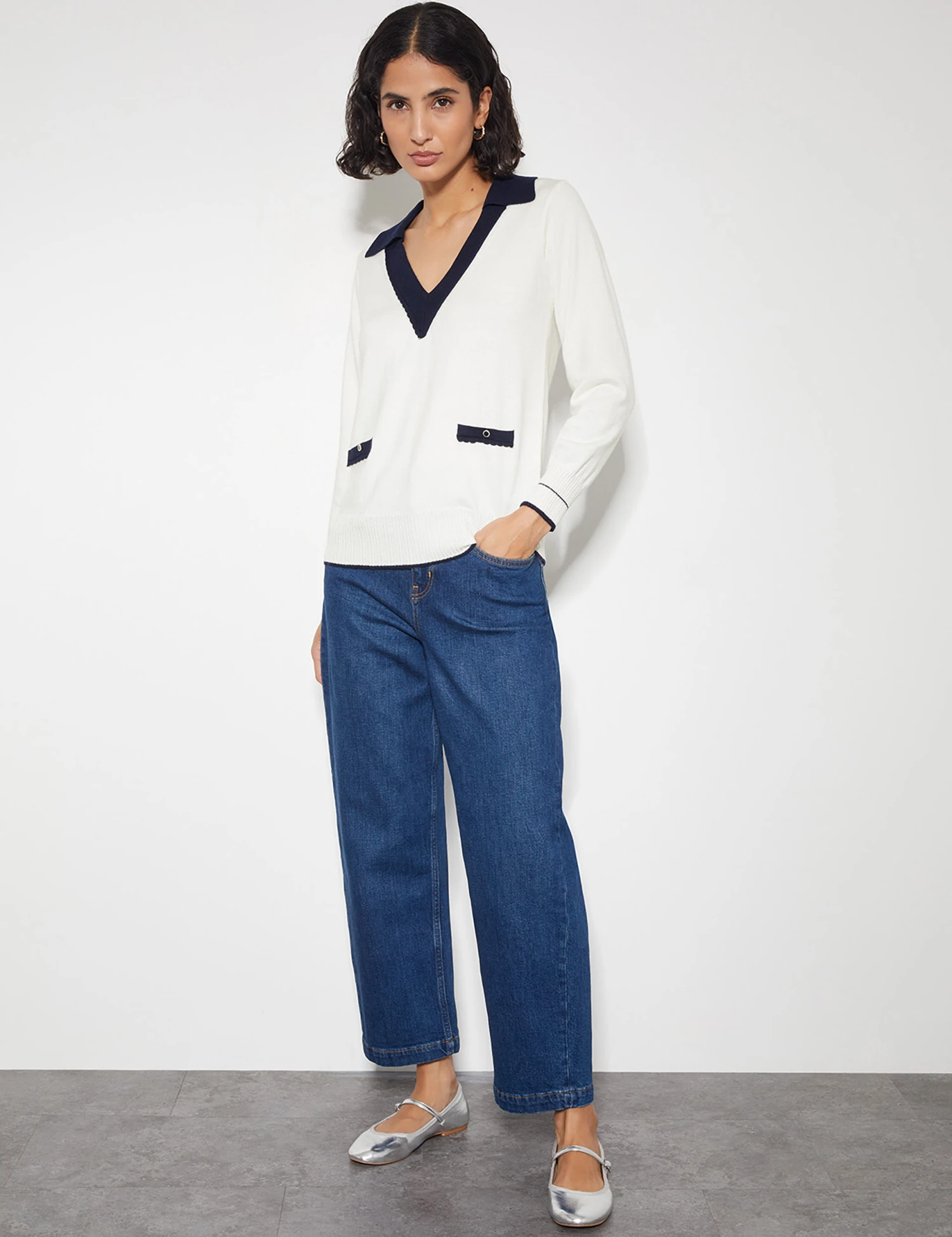 MONSOON Collared V-Neck Button Detail Jumper With Wool 4 MONSOON Collared V-Neck Button Detail Jumper With Wool - Image 4