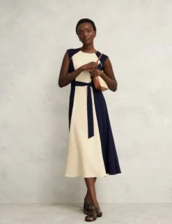 Colour Block Midi Skater Dress