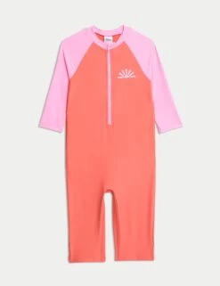 Colourblock Long Sleeve All In One Swimsuit (2-8 Yrs)