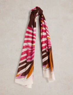 WHITE STUFF Cotton Blend Bird Print Scarf