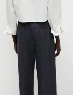 Cotton Blend Denim Look Wide Leg Trouser -Marks And Spencer Shop Cotton Blend Denim Look Wide Leg Trouser 3