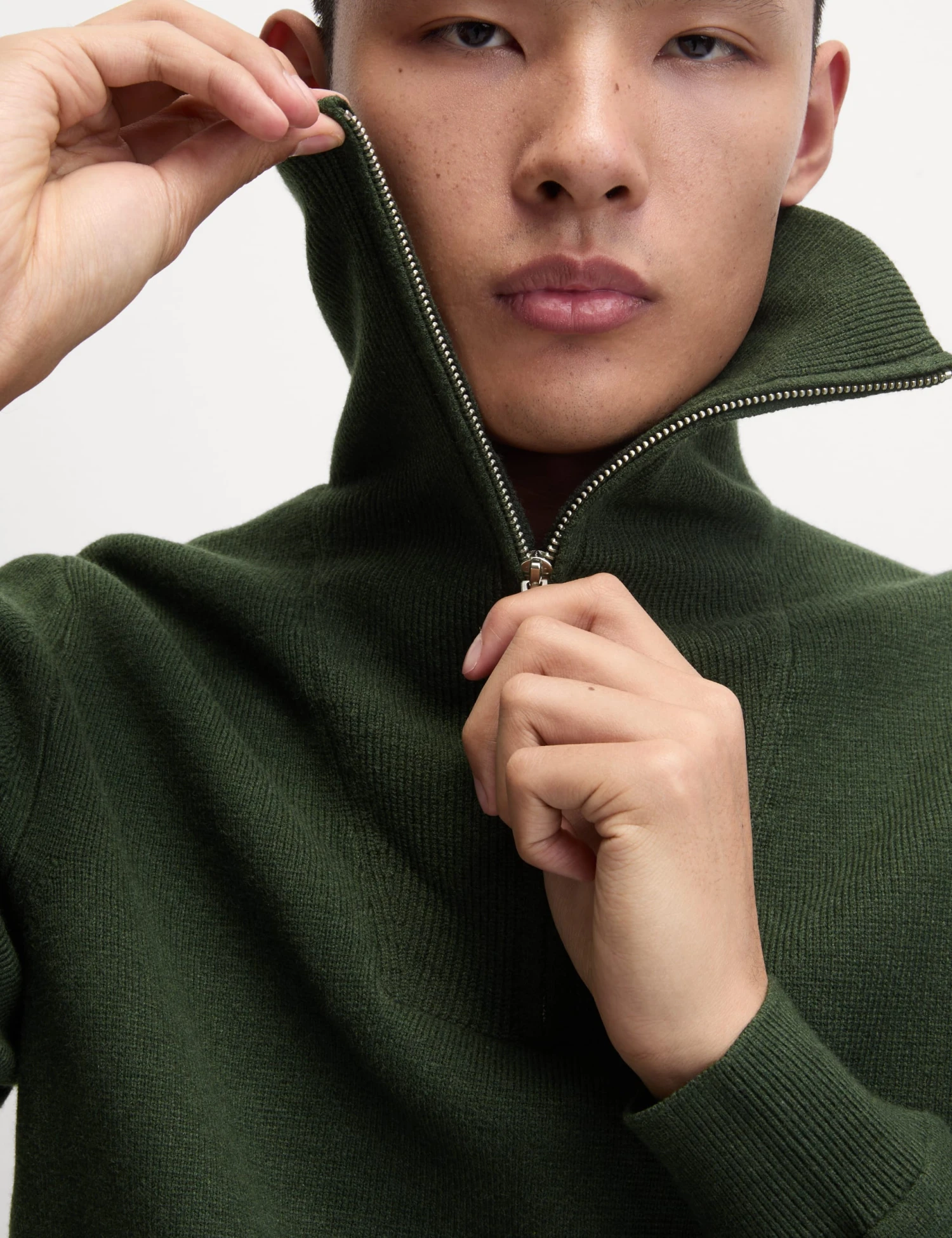 Cotton Blend Textured Half Zip Jumper 1 Cotton Blend Textured Half Zip Jumper