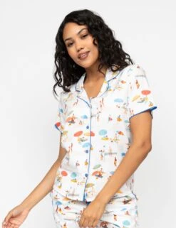 Cyberjammies Cotton Modal Beach Print Pyjama Top