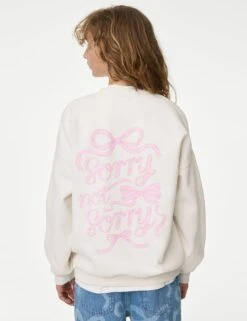 Cotton Rich Bow Graphic Sweatshirt (6-16 Yrs)