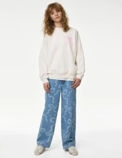 Cotton Rich Bow Graphic Sweatshirt (6-16 Yrs) 13 Cotton Rich Bow Graphic Sweatshirt (6-16 Yrs) -Marks And Spencer Shop Cotton Rich Bow Graphic Sweatshirt 6 16 Yrs 1 2