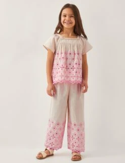 MONSOON Cotton Rich Broderie Top (3-13 Yrs)