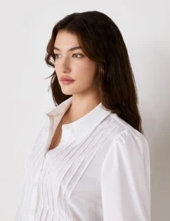 Cotton Rich Collared Pintuck Shirt -Marks And Spencer Shop Cotton Rich Collared Pintuck Shirt 3