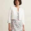 Cotton Rich Collarless Bow Short Jacket -Marks And Spencer Shop Cotton Rich Collarless Bow Short Jacket