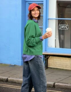 Cotton Rich Crew Neck Relaxed Sweatshirt -Marks And Spencer Shop Cotton Rich Crew Neck Relaxed Sweatshirt 3