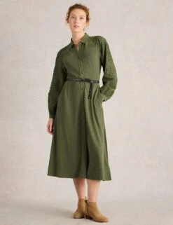 WHITE STUFF Cotton Rich Embroidered Midi Shirt Dress -Marks And Spencer Shop Cotton Rich Embroidered Midi Shirt Dress 2