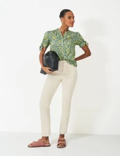 Cotton Rich Floral V-Neck Blouse