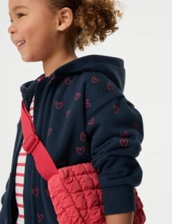 Cotton Rich Heart Print Hoodie (2-8 Yrs) -Marks And Spencer Shop Cotton Rich Heart Print Hoodie 2 8 Yrs 1 2