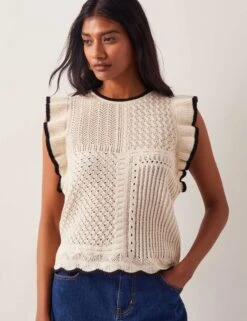 MONSOON Cotton Rich Knitted Vest