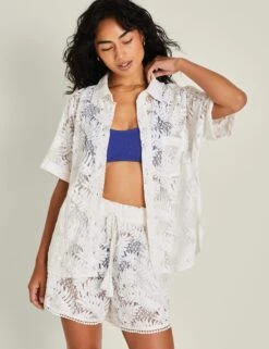 Accessorize Cotton Rich Lace Beach Shirt
