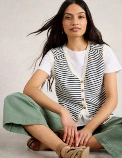 WHITE STUFF Cotton Rich Striped Tank Top With Linen -Marks And Spencer Shop Cotton Rich Striped Tank Top with Linen 4
