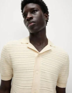 Cotton Rich Textured Knitted Shirt -Marks And Spencer Shop Cotton Rich Textured Knitted Shirt 3