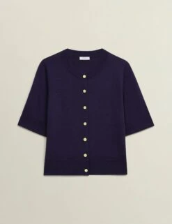 Crew Neck Cardigan With Wool -Marks And Spencer Shop Crew Neck Cardigan with Wool 1