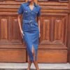 Denim Belted Midi Utility Dress -Marks And Spencer Shop Denim Belted Midi Utility Dress