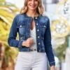 Denim Collarless Cropped Jacket -Marks And Spencer Shop Denim Collarless Cropped Jacket