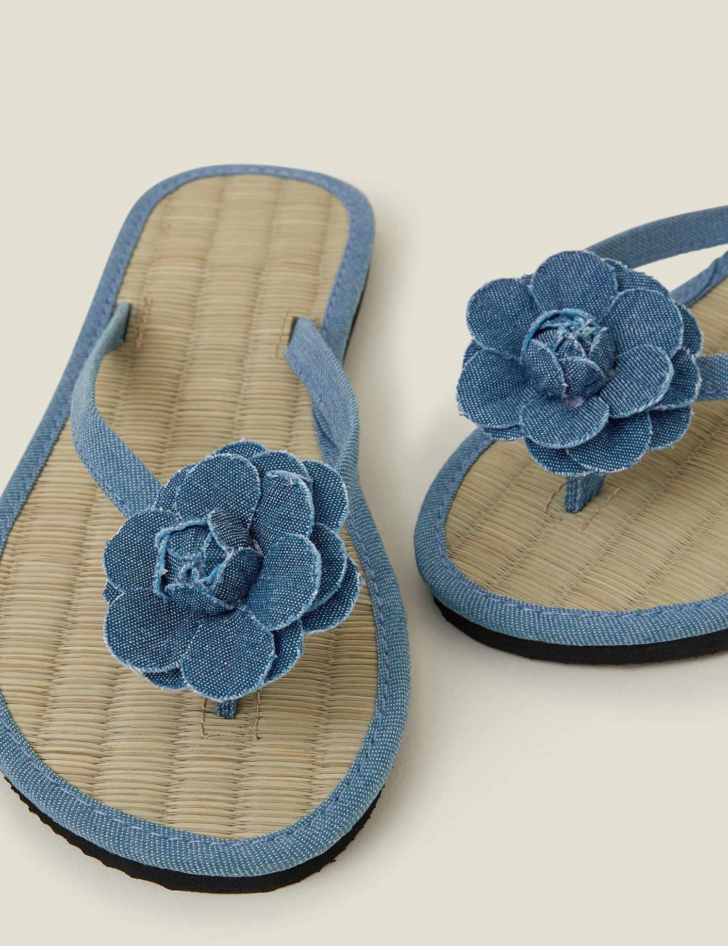 Accessorize Denim Corsage Flip Flops 2 Accessorize Denim Corsage Flip Flops - Image 2