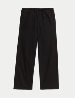 Denim Drawstring Wide-Leg Trousers -Marks And Spencer Shop Denim Drawstring Wide Leg Trousers 1