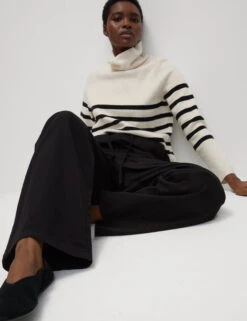 Denim Drawstring Wide-Leg Trousers -Marks And Spencer Shop Denim Drawstring Wide Leg Trousers 4