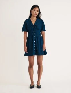 Denim Peter Pan Collar Mini Dress