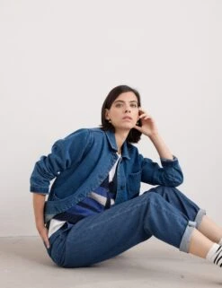 Denim Relaxed Collared Jacket