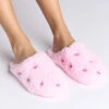 Faux Fur Floral Embroidered Mule Slippers