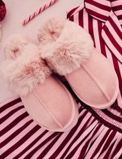 Faux Fur Lined Platform Mule Slippers