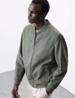 Faux Suede Bomber Jacket