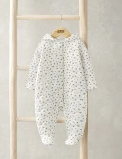 Mamas & Papas Floral Hooded Quilted Pramsuit (0-12 Mths)