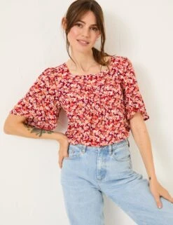 Floral Square Neck Blouse