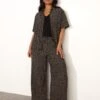 Geometric Elasticated Waist Wide Leg Trousers -Marks And Spencer Shop Geometric Elasticated Waist Wide Leg Trousers