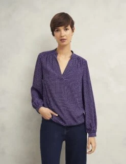 Geometric V-Neck Blouse