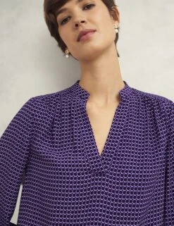 Geometric V-Neck Blouse -Marks And Spencer Shop Geometric V Neck Blouse 4