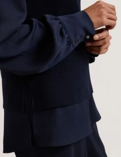 Ted Baker High Neck Woven Sleeve Knitted Jumper -Marks And Spencer Shop High Neck Woven Sleeve Knitted Jumper 4