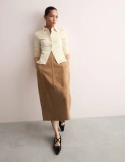 Jaeger Jersey Collared Stitch Detail Shirt