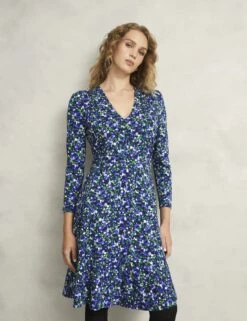 Jersey Floral V-Neck Knee Length Skater Dress -Marks And Spencer Shop Jersey Floral V Neck Knee Length Skater Dress 2