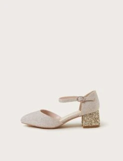 MONSOON Kids' Glitter Ankle Strap Heeled Shoes (1 Large - 6 Large) -Marks And Spencer Shop Kids Glitter Ankle Strap Heeled Shoes 1 Large 6 Large 1 2